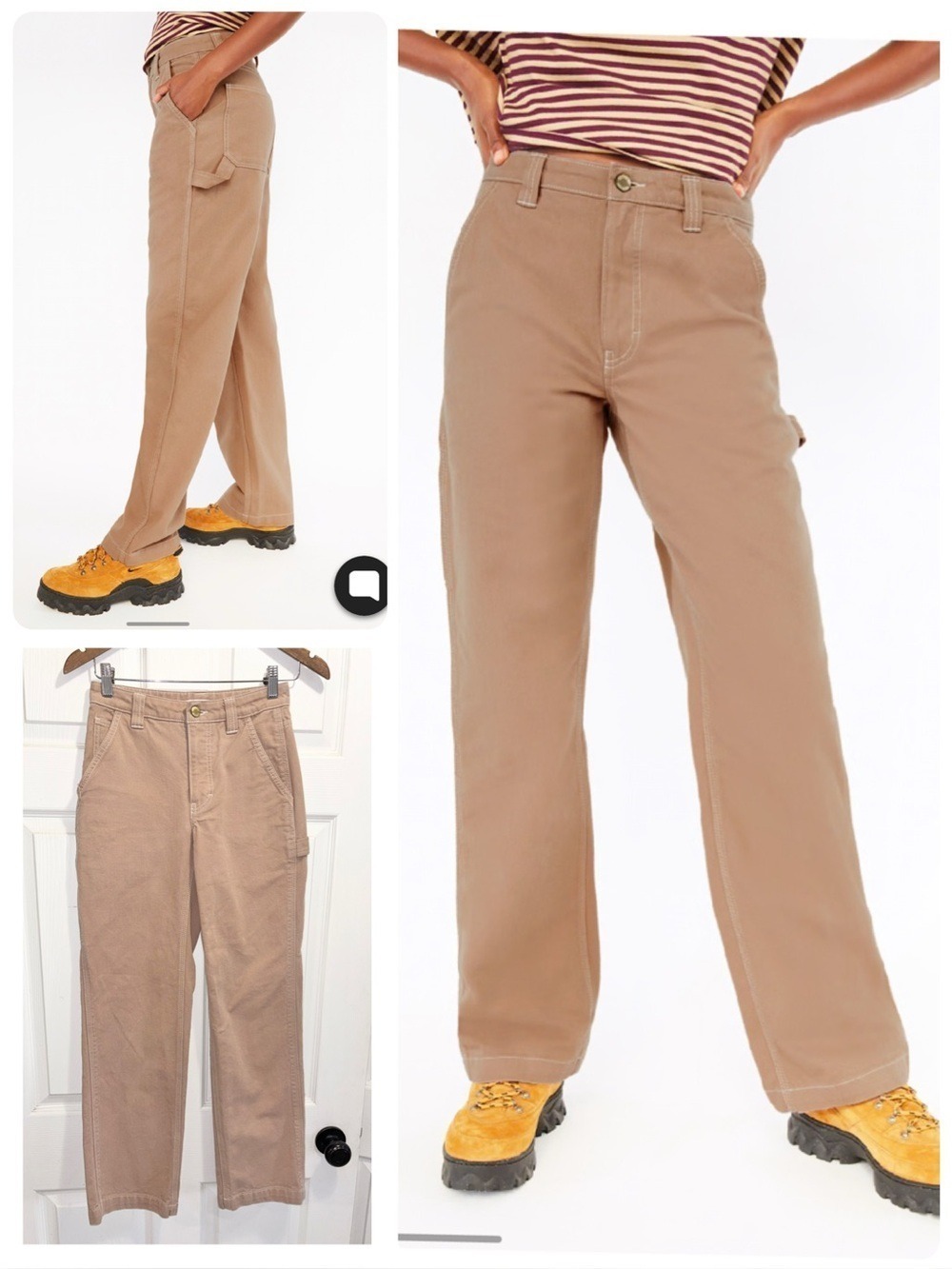 Aritzia TNA Greenwich Pant High-waisted Carpenter Workwear Twill Pants Tan Sz 00